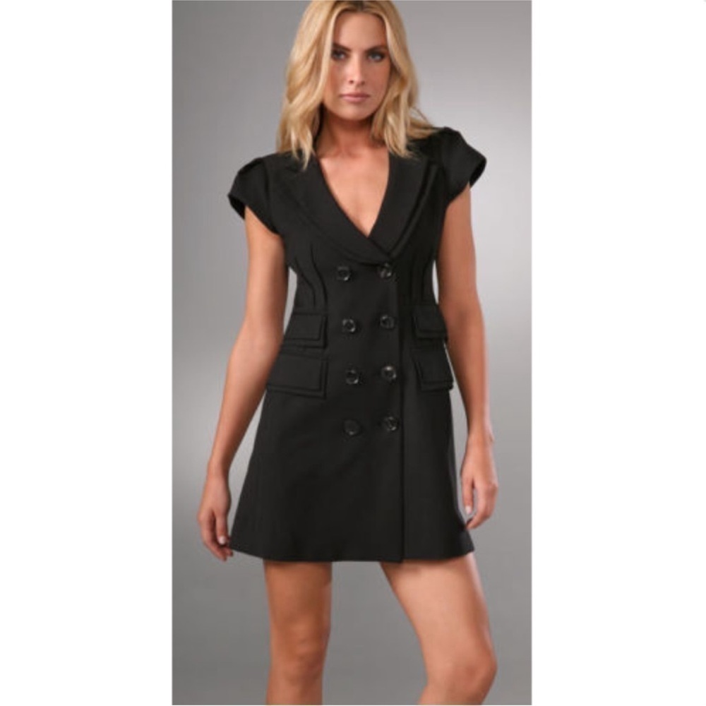 Nanette Lepore double breasted sleeveless blazer dress black size 4